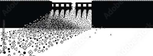Data River Blocked Silhouette – System Bottleneck Dam Concept