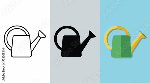 Watering Can Icon Set on Various Backgrounds