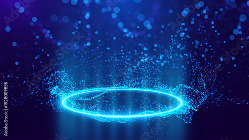 Level Up and Healing Aura Game Effect. Portal Lighting and Bright VFX Aura. Glowing Neon Energy. Teleport Circle Effect. Vector Illustration. 