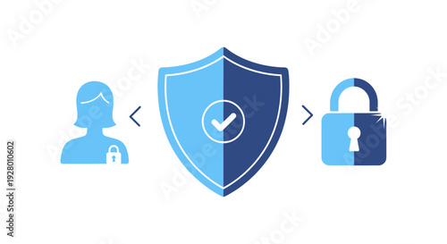 Digital Security Concept: Shield Protecting User and Data.