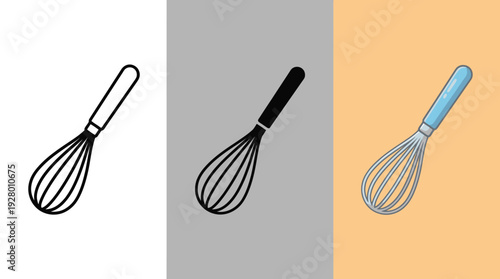 Wire Whisk Kitchen Tool on Various Color Backgrounds