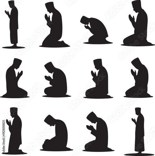 Namaz Silhouette – Muslim Prayer Illustration