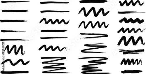 Collection of various hand-drawn black lines and squiggles on a clean background