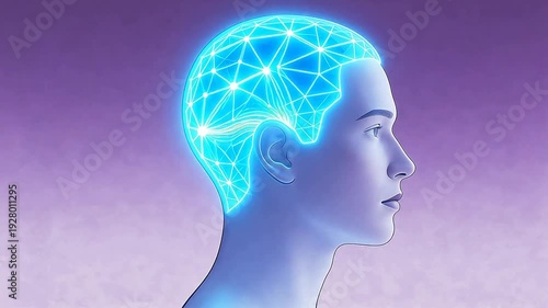 Wallpaper Mural Human head silhouette with glowing neural network inside, symbolizing artificial intelligence, cognition, and brain connectivity — futuristic science and technology concept Torontodigital.ca