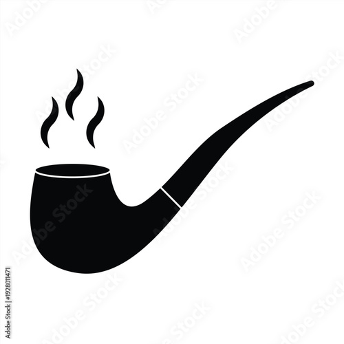 Smoking pipe silhouette collection, classic tobacco pipe shapes set, vintage smoking accessory outline isolated on white background for retro design illustration projects