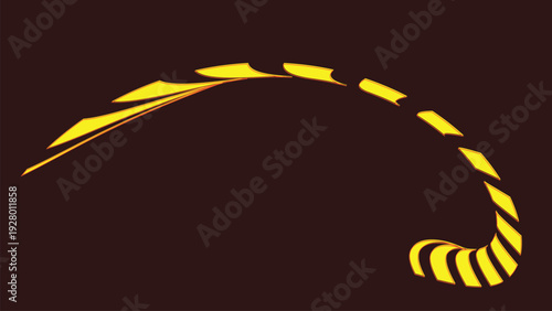 Abstract golden ribbon shards forming curved spiral composition.