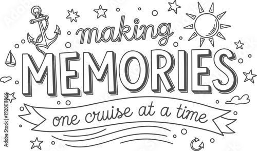 Creating memories on a serene ocean cruise with anchor, sun, and stars