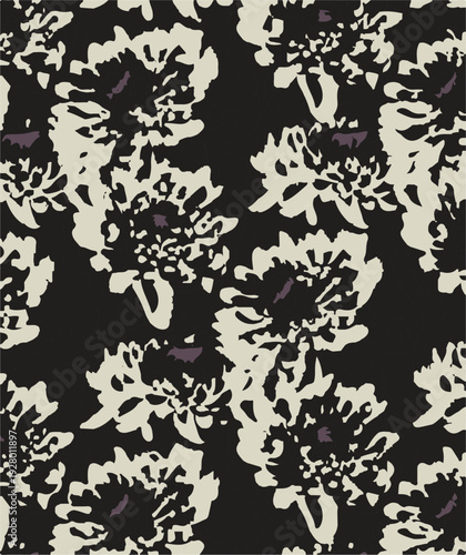 botanic seamless pattern with exotic flowers and leaves, hand drawn background. floral pattern. Tile with tropical leaf