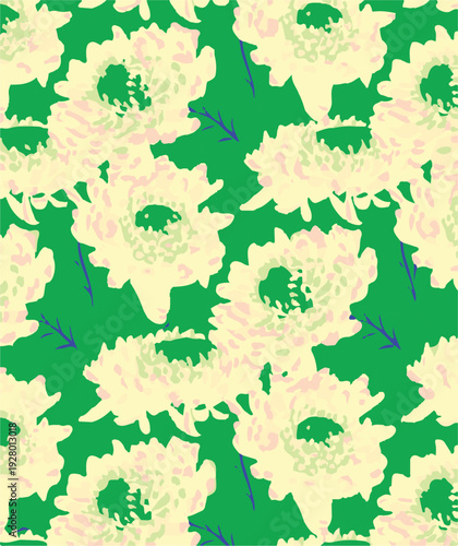 botanic seamless pattern with exotic flowers and leaves, hand drawn background. floral pattern. Tile with tropical leaf