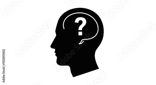 Silhouette of a human head with a question mark inside.