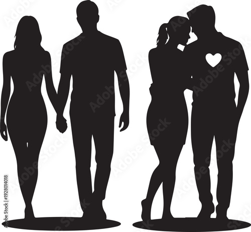 People and Family Silhouette Collection Vector Bundle – Outdoor Activities, Love, Fitness and Lifestyle Scenes