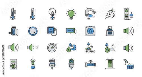 Collection of Colorful Icon Illustrations Representing Various Technologies and Utilities.