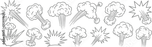 Various comic style explosion effects illustrated in a collection