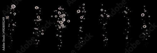 Cuadro en lienzo set white water bubble liquid abstract isolated black background