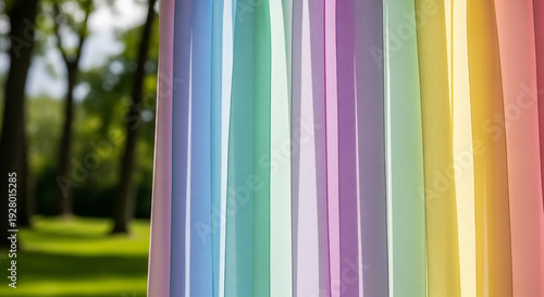 Wallpaper Mural Vivid rainbow curtains colorfully overlay soft nature scene Torontodigital.ca