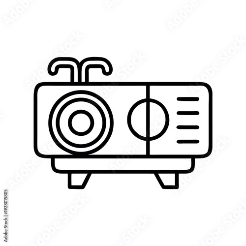 Digital video projector line icon for home cinema and business multimedia presentations
