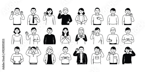 Diverse People Posing with Hands Raised or Clasped