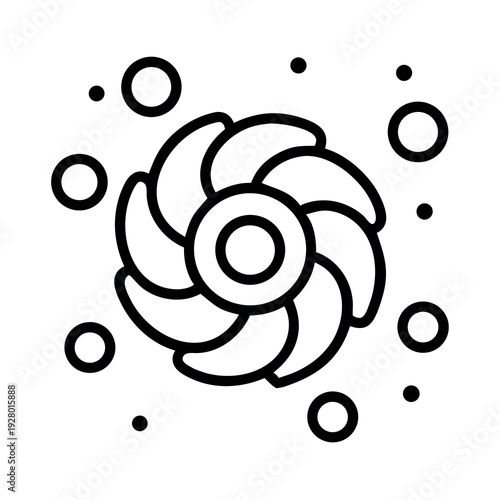 Spiral galaxy or cosmic vortex line icon representing space astronomy and universe energy