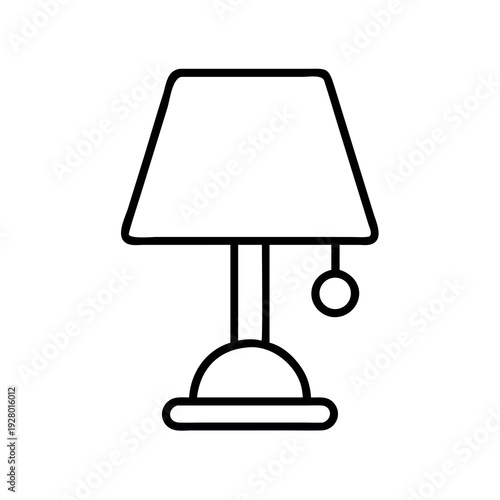 Modern Table Lamp Icon for Interior Design and Home Lighting Concept in Simple Line Art Style
