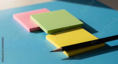 Wallpaper Mural Colorful notes and pencil quietly rest on paper Torontodigital.ca