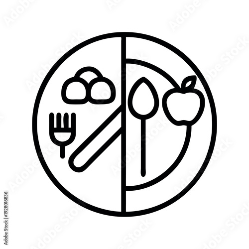 Balanced Diet Plate with Healthy Food and Cutlery - Representing Nutrition and Mindful Meal Planning