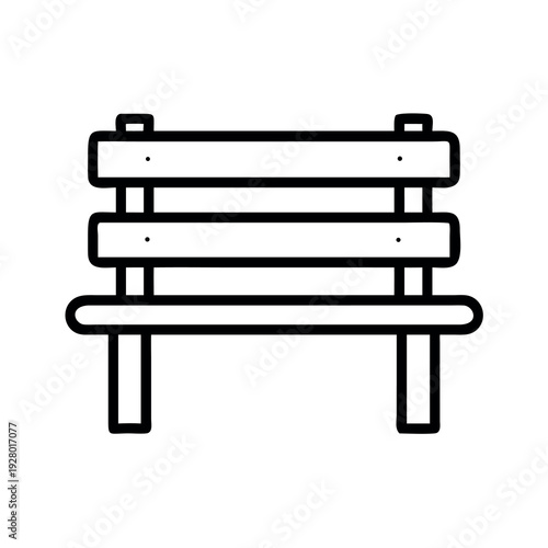 Simple Outline Park Bench Icon for Outdoor Relaxation Areas, Public Seating, Garden, and Street Furniture Concepts