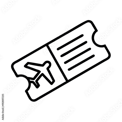 Airline Flight Ticket Outline Icon for Travel, Booking, and Vacation Planning