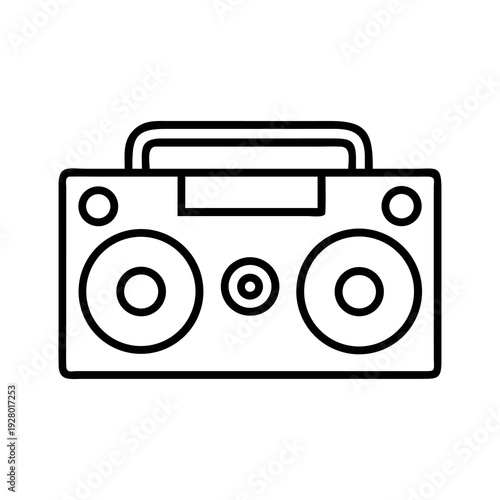 Retro Boombox Radio Ghetto Blaster Outline Icon for Music, 80s Culture, and Entertainment