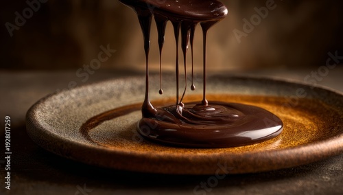 Wallpaper Mural Melting Dark Chocolate on Rustic Plate Close-up for Confectionery and Food Photography Torontodigital.ca