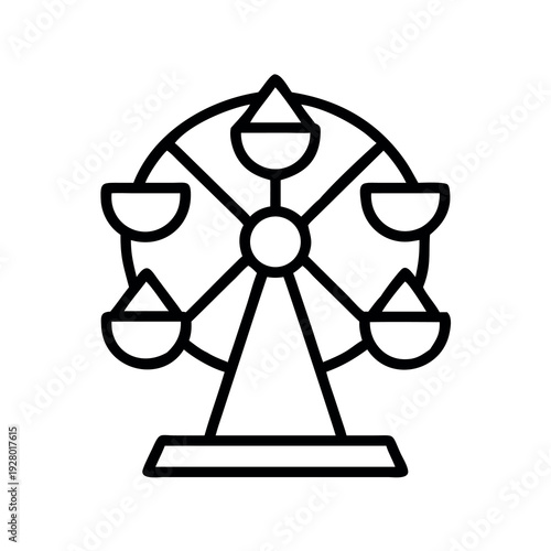 Ferris Wheel Icon: Outline Illustration of an Amusement Park Ride for Fairgrounds, Carnival Fun, and Entertainment