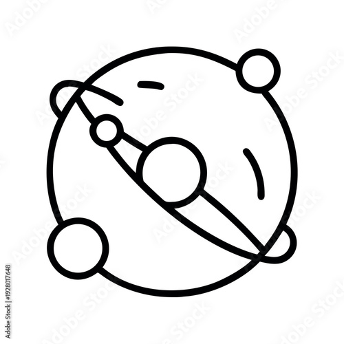 Planet with Orbits Icon: Outline Illustration of a Celestial Body for Space, Astronomy, Universe, or Science Concepts