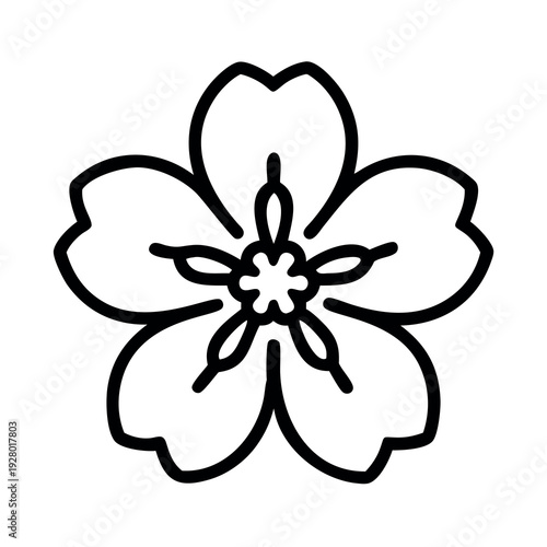 Simple Five Petal Blossom Flower Nature Line Icon Vector