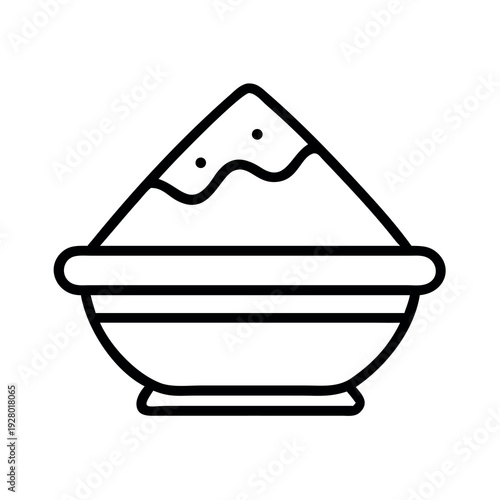 Outline icon of a bowl filled with powder, representing ingredients or substances