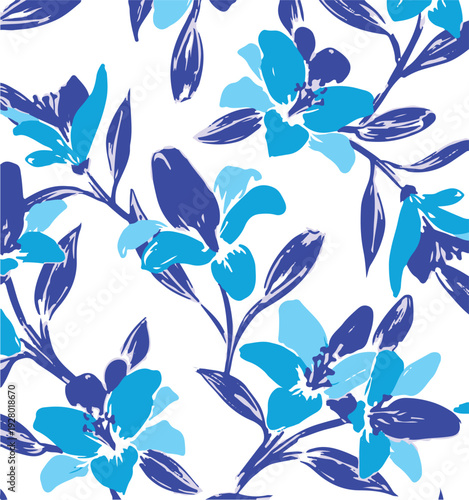 botanic seamless pattern with exotic flowers and leaves, hand drawn background. floral pattern. Tile with tropical leaf