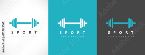 Barbell logo vector. Sport illustration