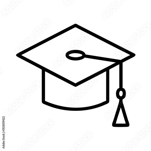 Graduation cap or mortarboard line icon, representing higher education, academic success, and university degree ceremonies