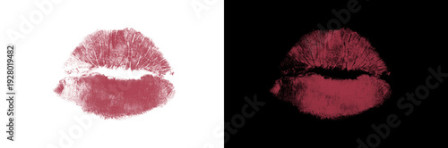 Tableau sur toile Beautiful red lips isolated on transparent background