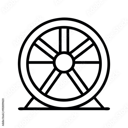 Hamster wheel line icon symbolising pet exercise and repetitive work cycles