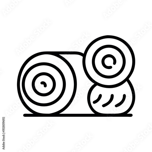 Rolled hay bales line icon representing agriculture and rural farm landscape