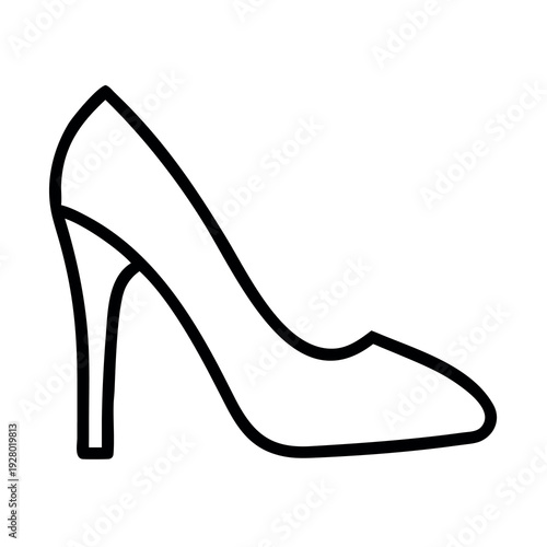 High heel stiletto shoe icon, elegant women's fashion footwear line art
