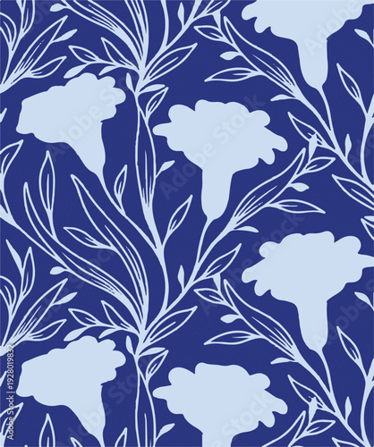 botanic seamless pattern with exotic flowers and leaves, hand drawn background. floral pattern. Tile with tropical leaf