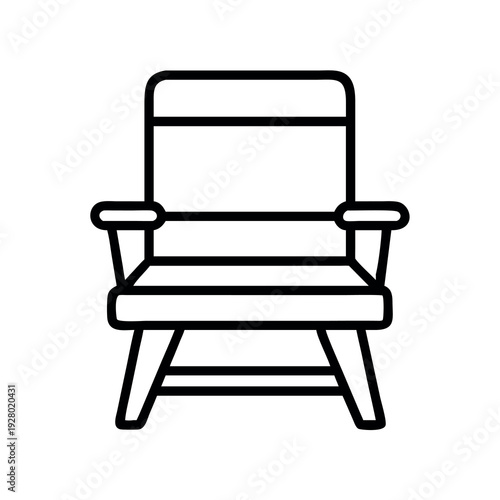 Classic Folding Director's Chair Icon for Film Production and Cinema Industry Concept Line Art