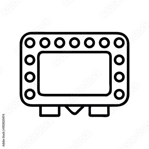 Vanity Makeup Mirror with Lights or Lighted Marquee Sign Icon Beauty and Theater Line Art
