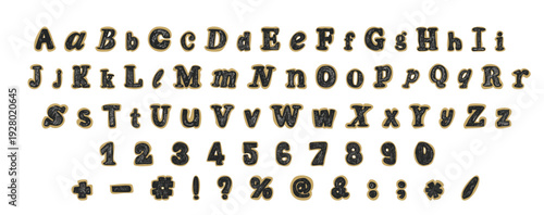 Collage font letters set, ransom note style alphabet collection, numbers, punctuation marks. Grunge cut out anonymous elements for scrapbook. Vector illustration