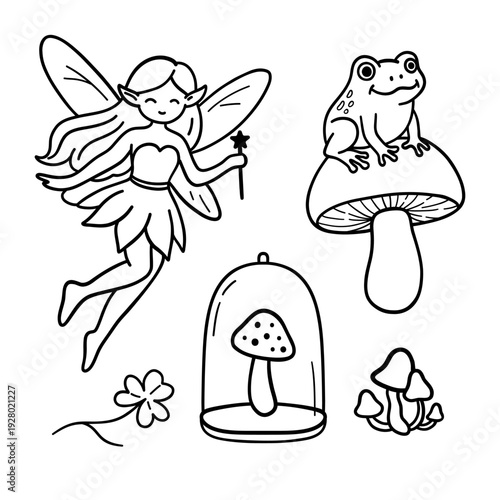 Magic fairy core vector illustration set