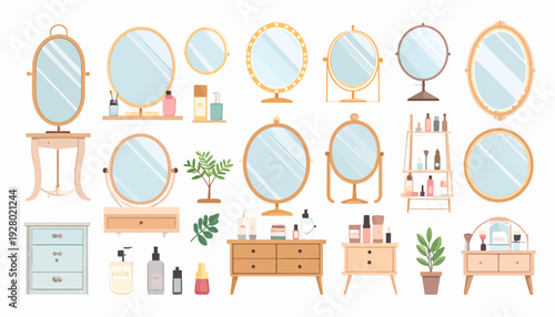 Collection of Mirrors and Bathroom Accessories.