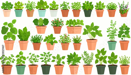 Collection of Potted Plants and Flowers.