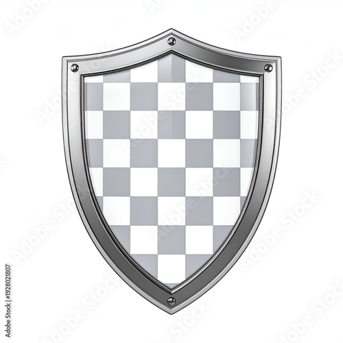 Silver Shield with Checkered Pattern - Protection and Security.