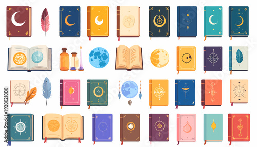 Collection of Various Colored Books and Journals.