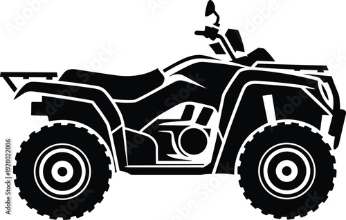 All terrain vehicle ATV quad bike silhouette isolated on white background black vector illustration off road transport